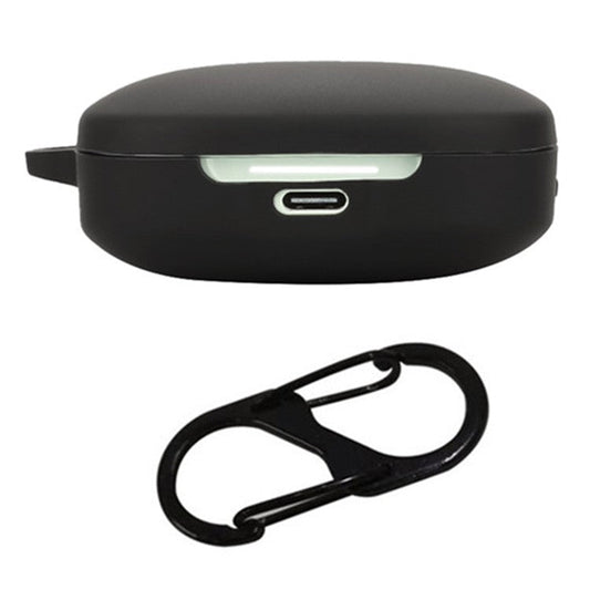 For Xiaomi Redmi Buds 6 Silicone Case Bluetooth Earphone Cover with Anti-Lost Buckle - Black