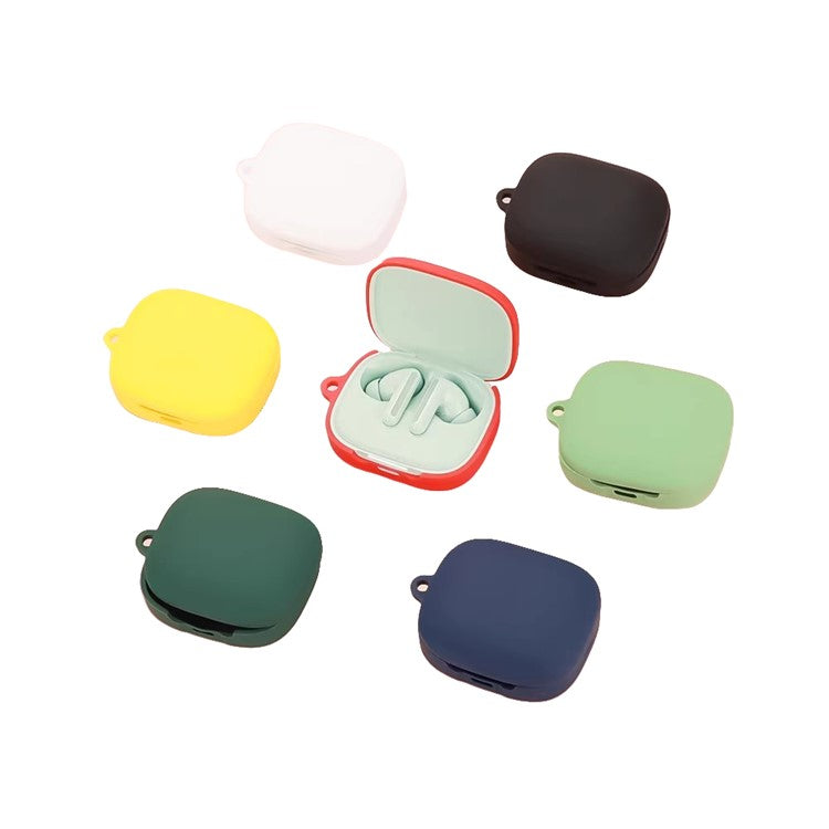 For Xiaomi Redmi Buds 6 Silicone Case Bluetooth Earphone Cover with Anti-Lost Buckle - Red