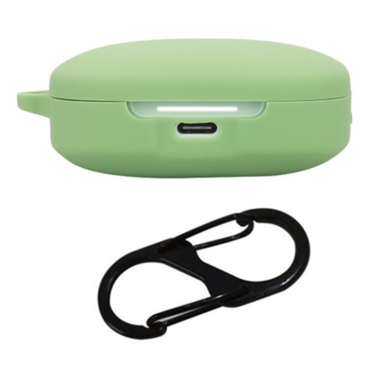 For Xiaomi Redmi Buds 6 Silicone Case Bluetooth Earphone Cover with Anti-Lost Buckle - Matcha Green