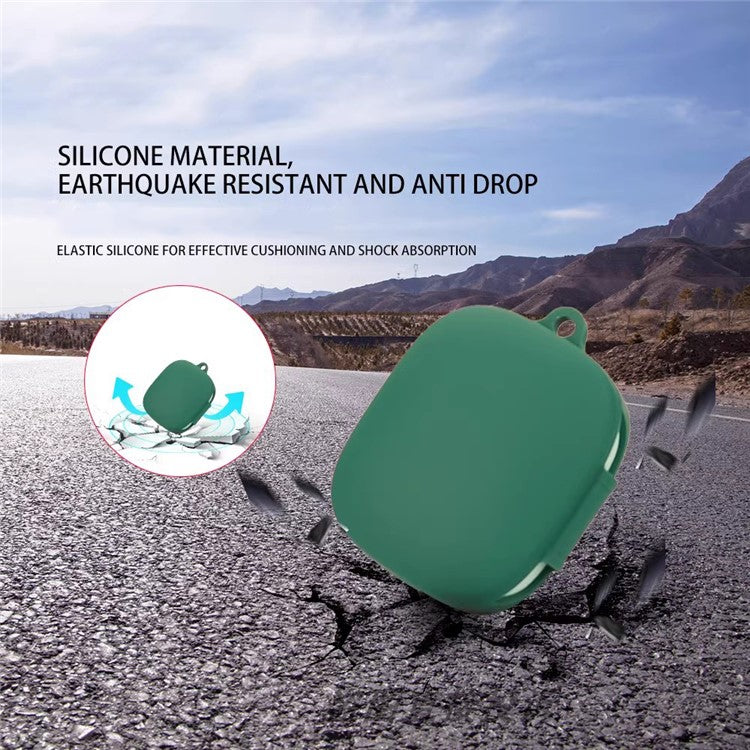 For Xiaomi Redmi Buds 6 Silicone Case Bluetooth Earphone Cover with Anti-Lost Buckle - Dark Blue