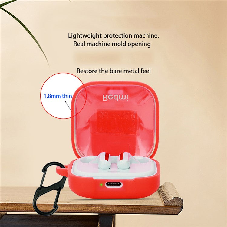 For Xiaomi Air 4 SE Earphone Case Bluetooth Earbud Silicone Cover with Anti-Lost Buckle - White