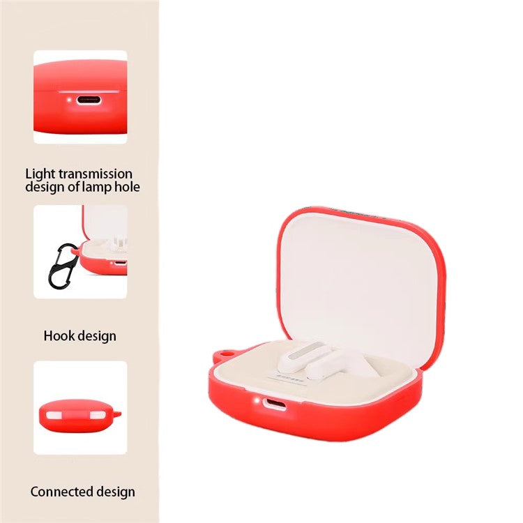 For Xiaomi Air 4 SE Earphone Case Bluetooth Earbud Silicone Cover with Anti-Lost Buckle - Black