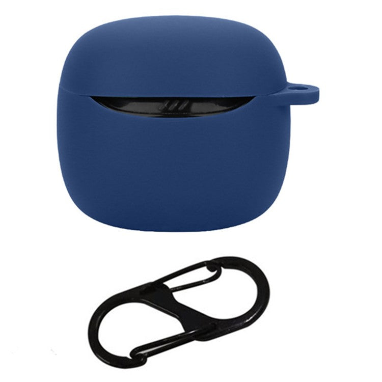 For JBL Tune Flex 2 Bluetooth Earphone Case Silicone Protective Cover with Hanging Buckle - Dark Blue