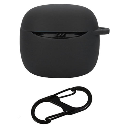 For JBL Tune Flex 2 Bluetooth Earphone Case Silicone Protective Cover with Hanging Buckle - Black