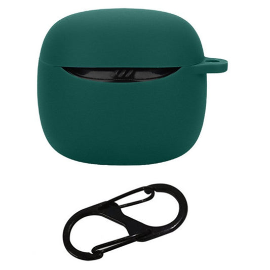 For JBL Tune Flex 2 Bluetooth Earphone Case Silicone Protective Cover with Hanging Buckle - Blackish Green