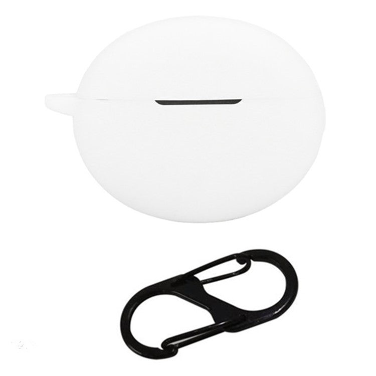 For OnePlus Buds Pro 3 Bluetooth Earphones Case Soft Silicone Cover with Anti-Lost Buckle - White