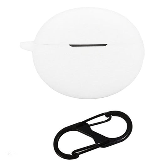 For OnePlus Buds Pro 3 Bluetooth Earphones Case Soft Silicone Cover with Anti-Lost Buckle - White