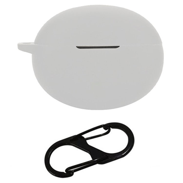 For OnePlus Buds Pro 3 Bluetooth Earphones Case Soft Silicone Cover with Anti-Lost Buckle - Grey