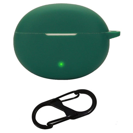 For OnePlus Buds Pro 3 Bluetooth Earphones Case Soft Silicone Cover with Anti-Lost Buckle - Blackish Green