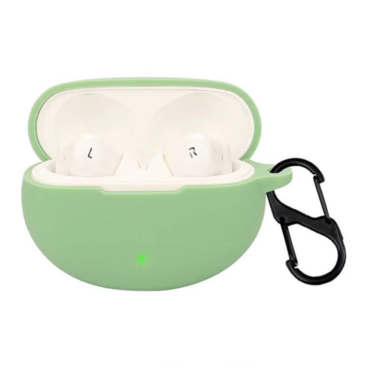 For OnePlus Buds Pro 3 Bluetooth Earphones Case Soft Silicone Cover with Anti-Lost Buckle - Blackish Green