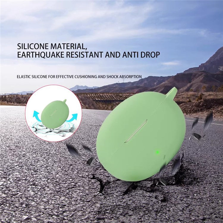 For OnePlus Buds Pro 3 Bluetooth Earphones Case Soft Silicone Cover with Anti-Lost Buckle - Blackish Green