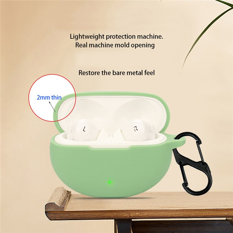 For OnePlus Buds Pro 3 Bluetooth Earphones Case Soft Silicone Cover with Anti-Lost Buckle - Blackish Green