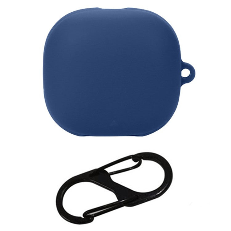 For Anker Soundcore Liberty 4 Pro Bluetooth Earphones Case Silicone Cover with Anti-Lost Buckle - Dark Blue