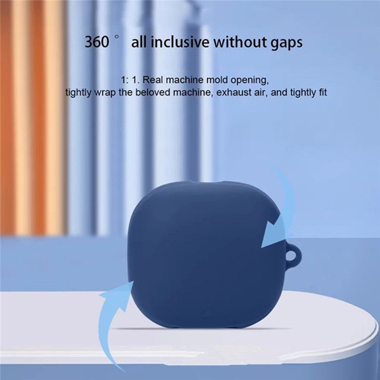 For Anker Soundcore Liberty 4 Pro Bluetooth Earphones Case Silicone Cover with Anti-Lost Buckle - Dark Blue