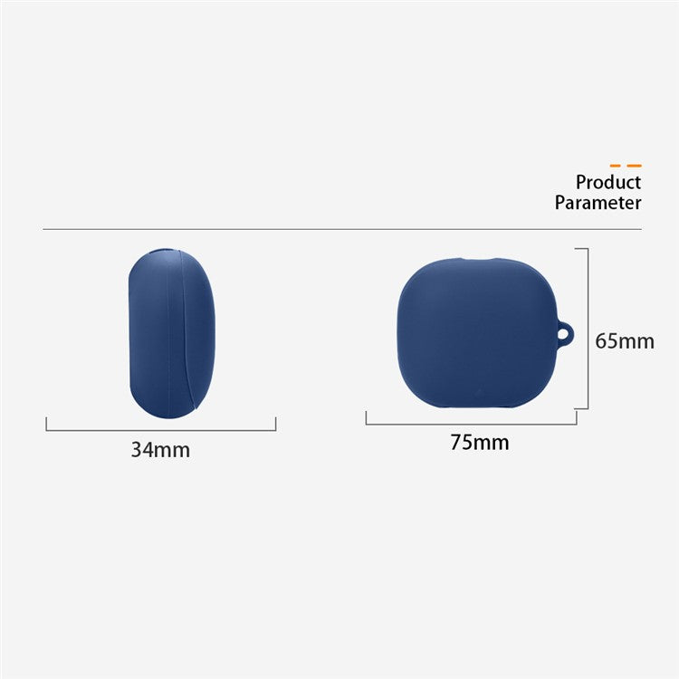 For Anker Soundcore Liberty 4 Pro Bluetooth Earphones Case Silicone Cover with Anti-Lost Buckle - Dark Blue