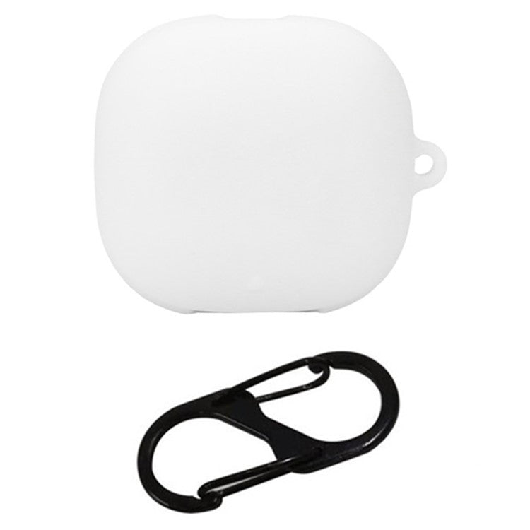 For Anker Soundcore Liberty 4 Pro Bluetooth Earphones Case Silicone Cover with Anti-Lost Buckle - White