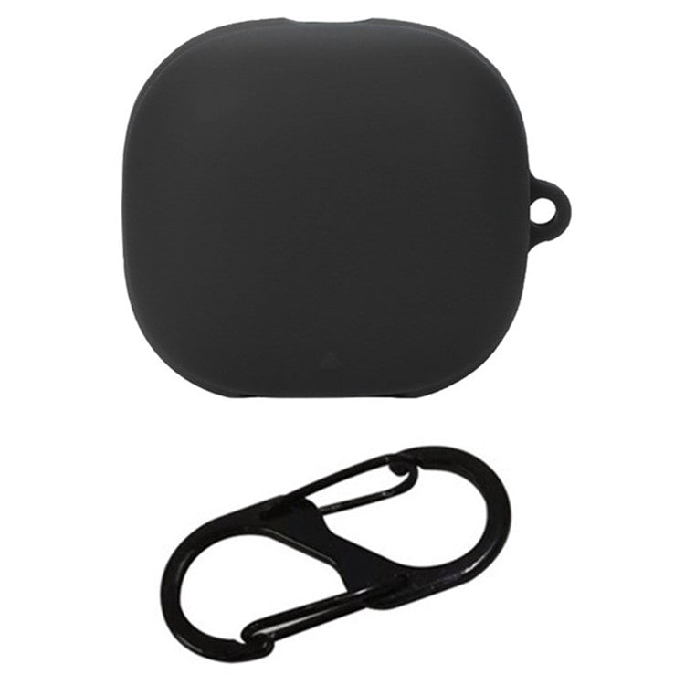 For Anker Soundcore Liberty 4 Pro Bluetooth Earphones Case Silicone Cover with Anti-Lost Buckle - Black