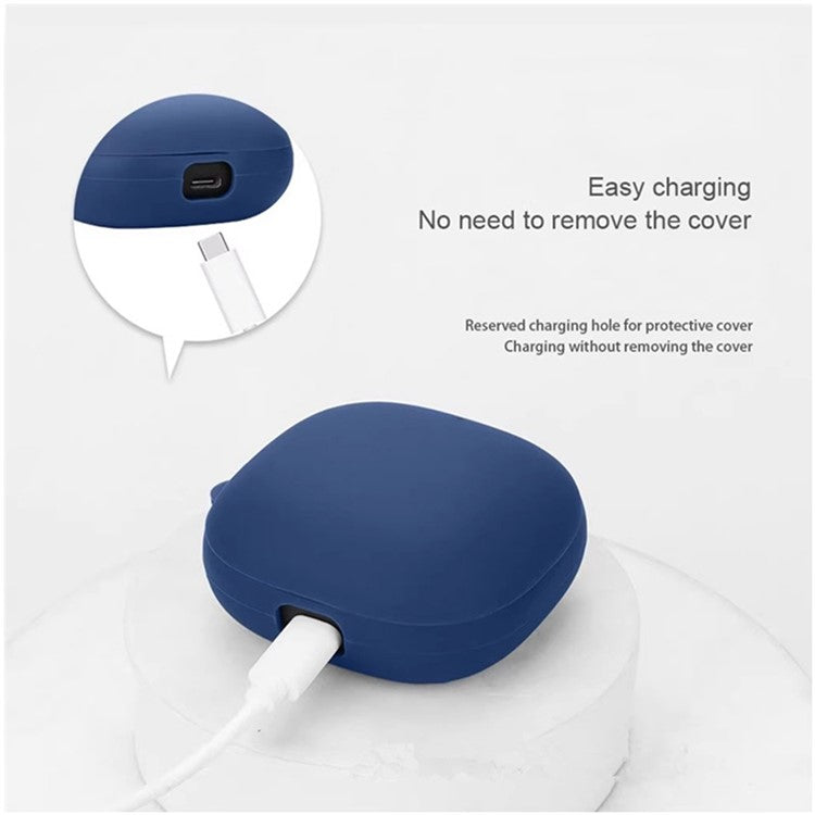 For Anker Soundcore Liberty 4 Pro Bluetooth Earphones Case Silicone Cover with Anti-Lost Buckle - Black