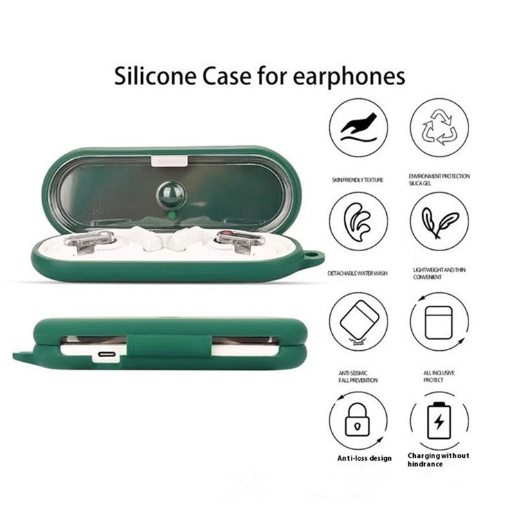 For Nothing Ear (Open) Bluetooth Earphones Case Silicone Cover with Anti-Lost Buckle - Dark Blue