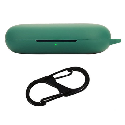 For Anker Soundcore V20i Bluetooth Earphones Case Silicone Cover with Anti-Lost Buckle - Blackish Green