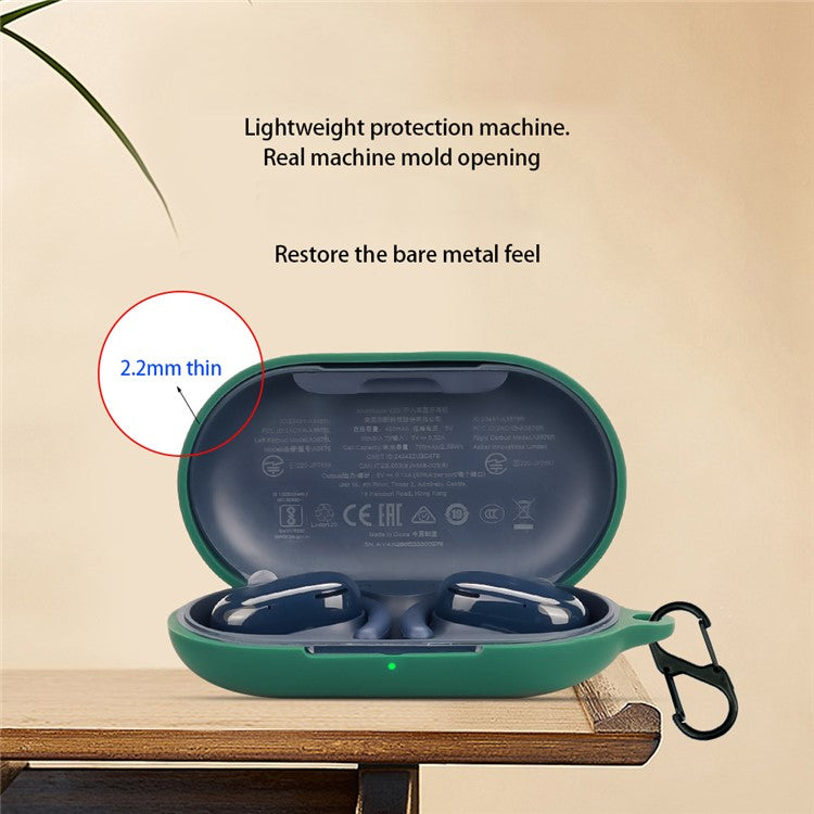 For Anker Soundcore V20i Bluetooth Earphones Case Silicone Cover with Anti-Lost Buckle - Black