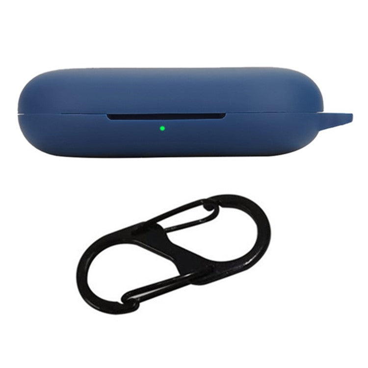 For Anker Soundcore V20i Bluetooth Earphones Case Silicone Cover with Anti-Lost Buckle - Dark Blue