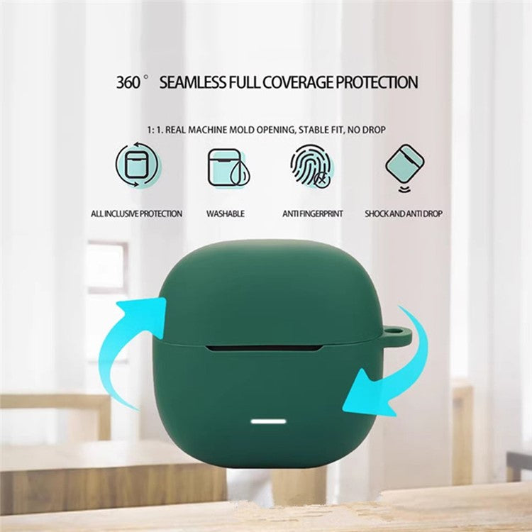 For Xiaomi Redmi Buds 6 Lite Silicone Case Protective Cover With Carabiner - Blackish Green