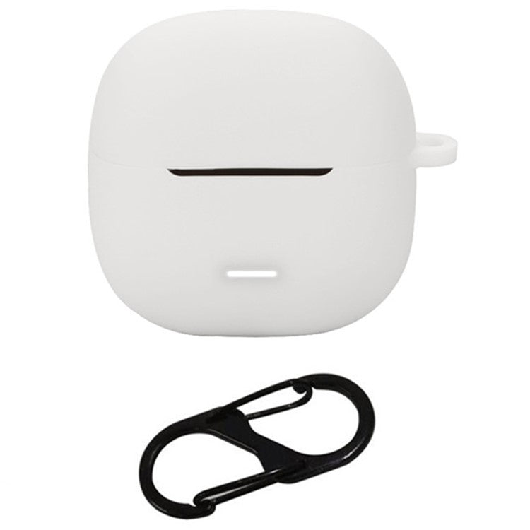 For Xiaomi Redmi Buds 6 Lite Silicone Case Protective Cover With Carabiner - White
