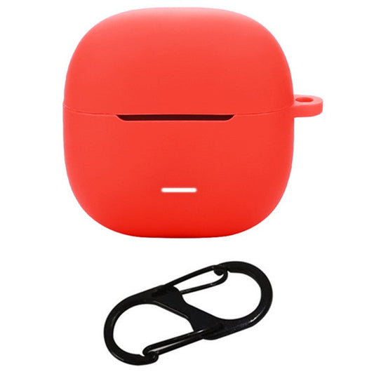 For Xiaomi Redmi Buds 6 Lite Silicone Case Protective Cover With Carabiner - Red