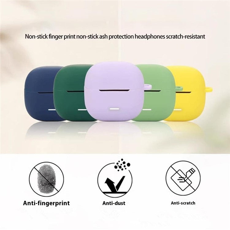 For Xiaomi Redmi Buds 6 Lite Silicone Case Protective Cover With Carabiner - Red