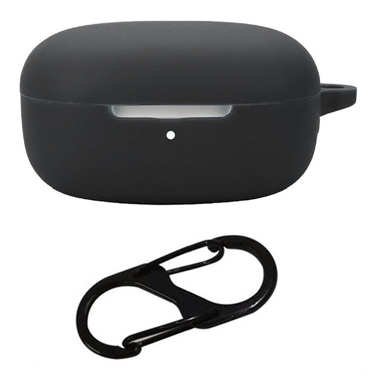 For Xiaomi Redmi Buds 6 Play Bluetooth Earphones Case Soft Silicone Cover with Anti-Lost Buckle - Black