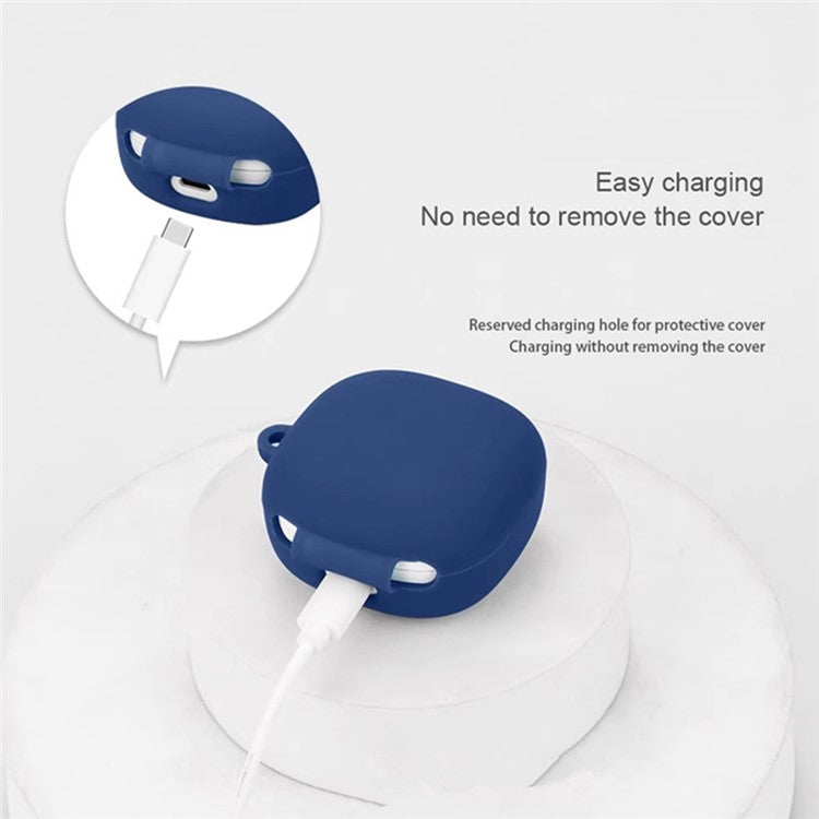 For Xiaomi Redmi Buds 6 Play Bluetooth Earphones Case Soft Silicone Cover with Anti-Lost Buckle - Black