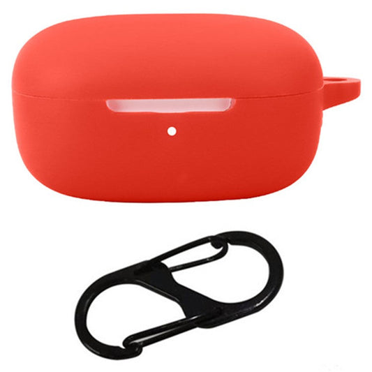 For Xiaomi Redmi Buds 6 Play Bluetooth Earphones Case Soft Silicone Cover with Anti-Lost Buckle - Red