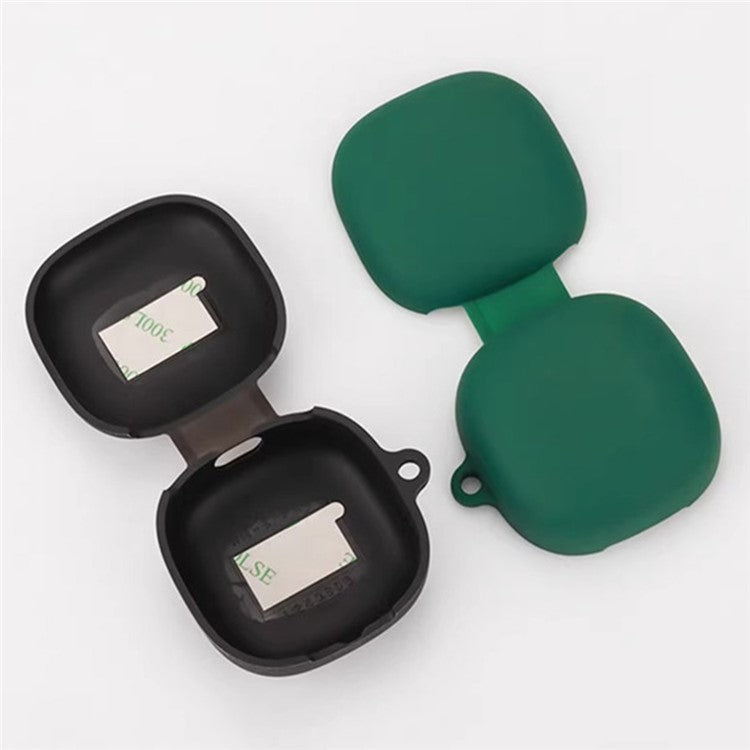 For Xiaomi Redmi Buds 6 Play Bluetooth Earphones Case Soft Silicone Cover with Anti-Lost Buckle - Blackish Green
