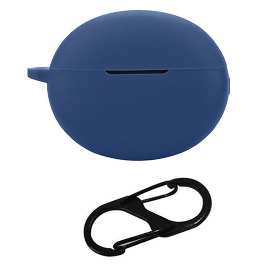 For Oppo Enco X3 Charging Case Cover Bluetooth Earbuds Soft Silicone Cover with Anti Lost Buckle - Dark Blue