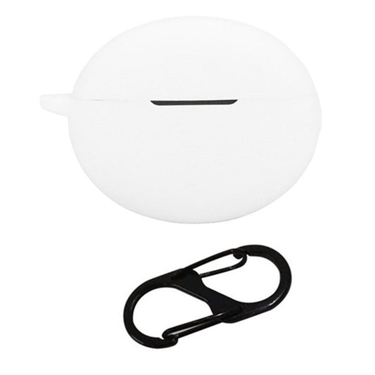 For Oppo Enco X3 Charging Case Cover Bluetooth Earbuds Soft Silicone Cover with Anti Lost Buckle - White