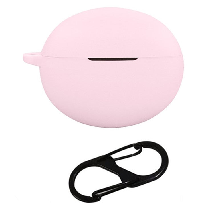 For Oppo Enco X3 Charging Case Cover Bluetooth Earbuds Soft Silicone Cover with Anti Lost Buckle - Pink