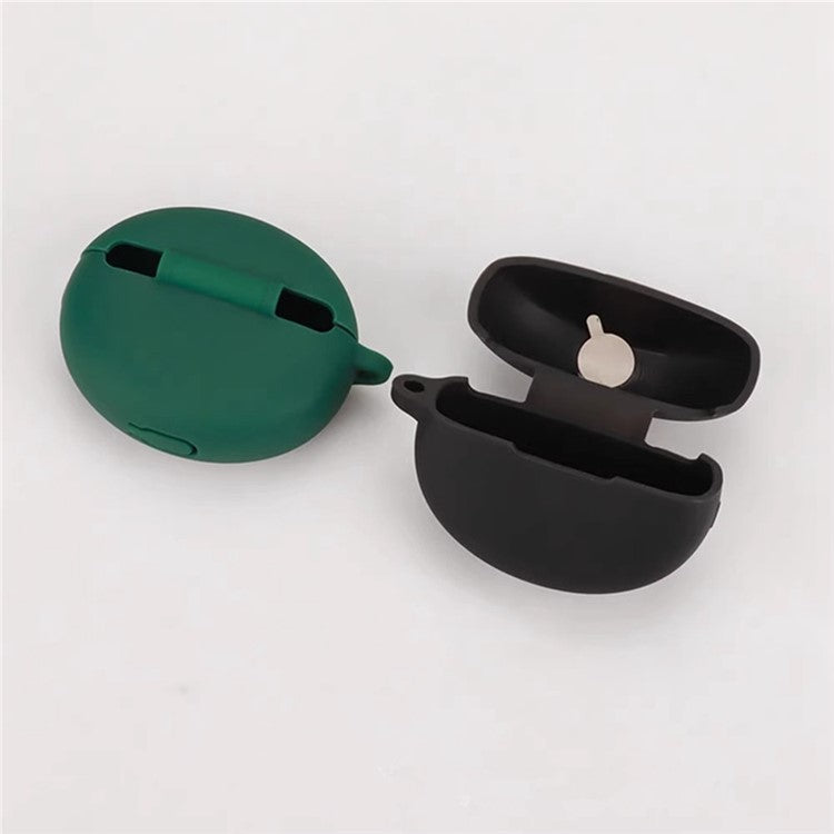 For Oppo Enco X3 Charging Case Cover Bluetooth Earbuds Soft Silicone Cover with Anti Lost Buckle - Matcha Green