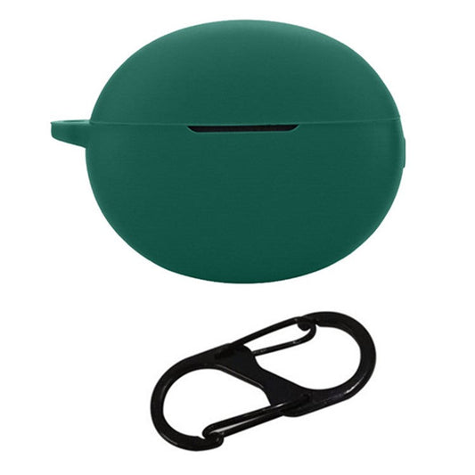 For Oppo Enco X3 Charging Case Cover Bluetooth Earbuds Soft Silicone Cover with Anti Lost Buckle - Blackish Green