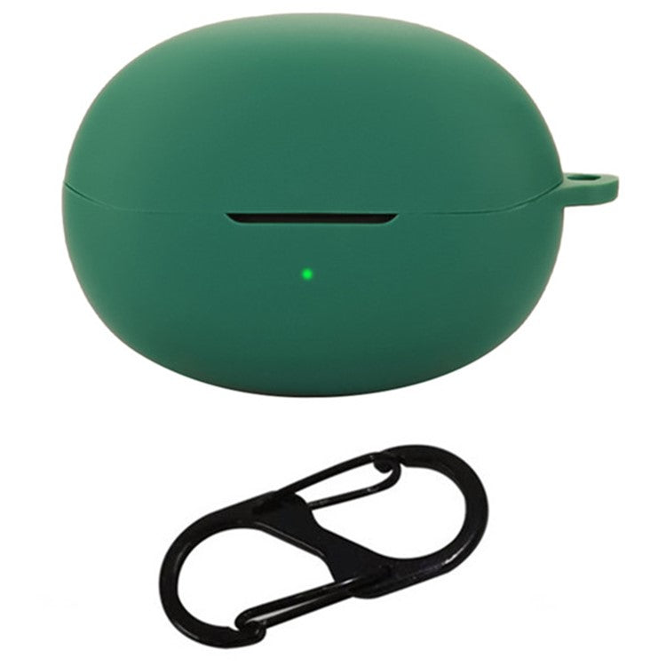 For QCY Crossky C30 Bluetooth Earphones Case Soft Silicone Cover with Anti-Lost Buckle - Blackish Green