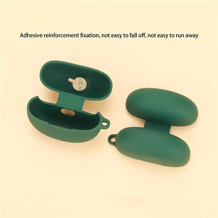 For QCY Crossky C30 Bluetooth Earphones Case Soft Silicone Cover with Anti-Lost Buckle - Blackish Green