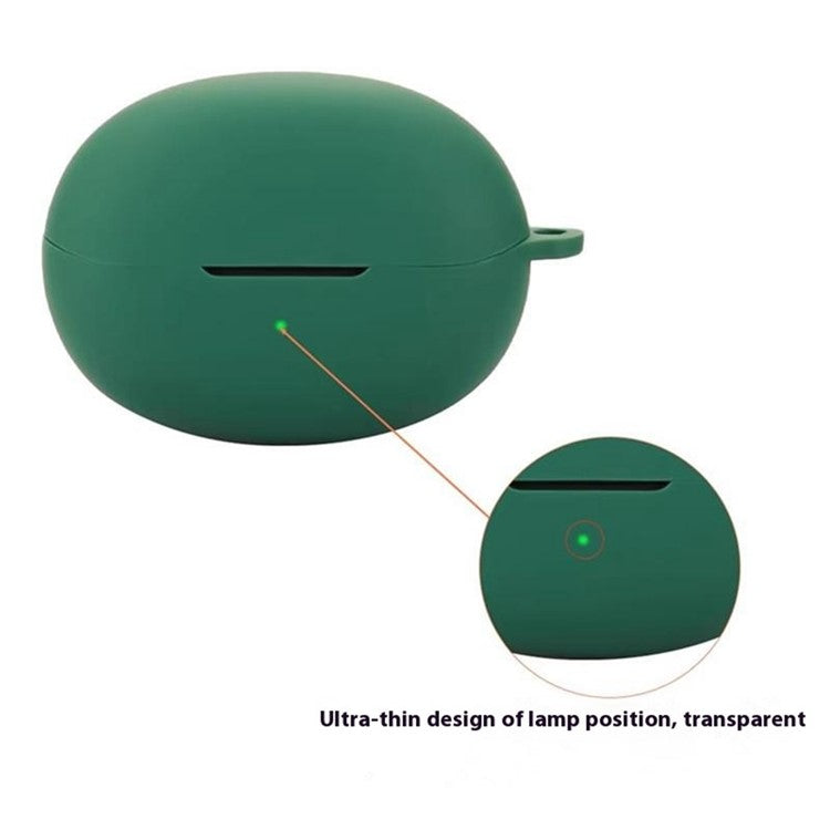 For QCY Crossky C30 Bluetooth Earphones Case Soft Silicone Cover with Anti-Lost Buckle - Blackish Green