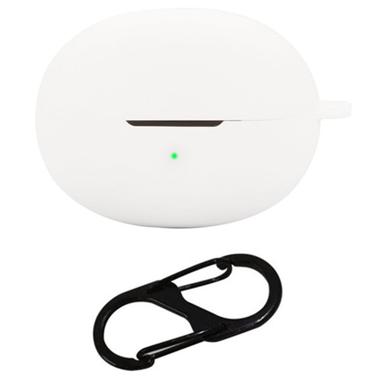 For QCY Crossky C30 Bluetooth Earphones Case Soft Silicone Cover with Anti-Lost Buckle - White