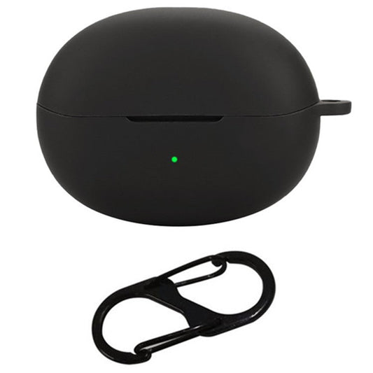 For QCY Crossky C30 Bluetooth Earphones Case Soft Silicone Cover with Anti-Lost Buckle - Black