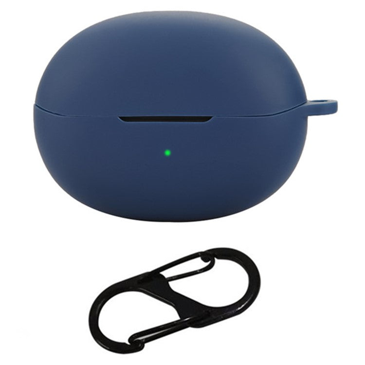 For QCY Crossky C30 Bluetooth Earphones Case Soft Silicone Cover with Anti-Lost Buckle - Dark Blue
