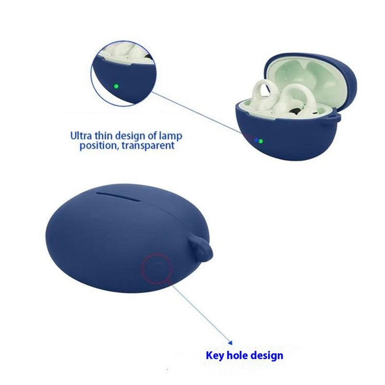 For Edifier Lolliclip Bluetooth Earphones Case Soft Silicone Cover with Anti-Lost Buckle - Dark Blue