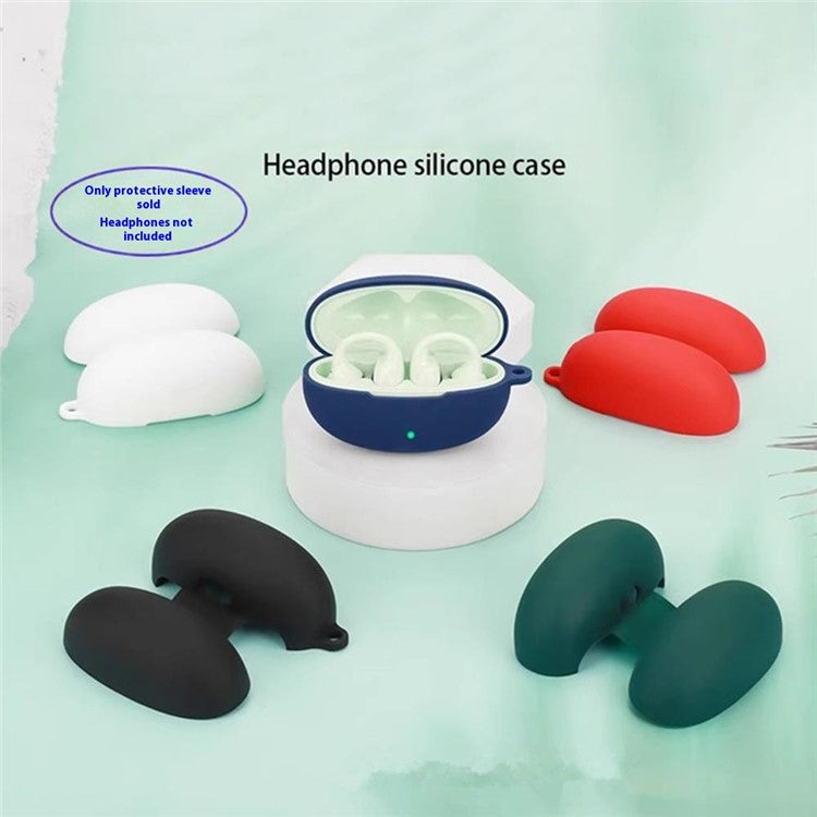 For Edifier LolliClip Bluetooth Earphones Case Soft Silicone Cover with Anti-Lost Buckle - Blackish Green