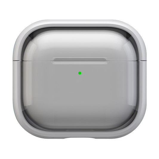 For AirPods 4 Case PC+TPU Bluetooth Earbud Cover Phone Stand with Carabiner - Transparent White