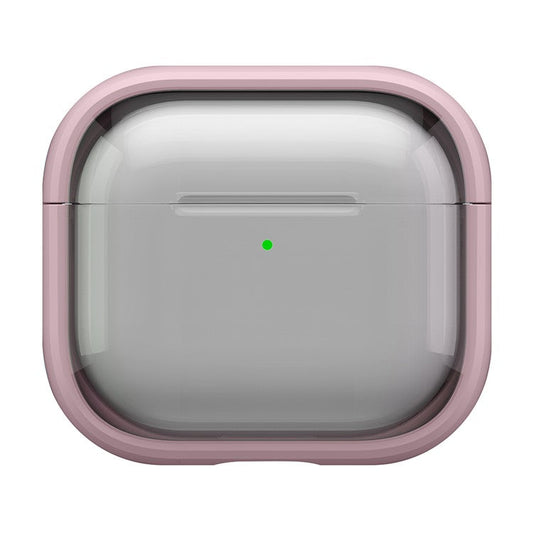 For AirPods 4 Case PC+TPU Bluetooth Earbud Cover Phone Stand with Carabiner - Transparent Pink