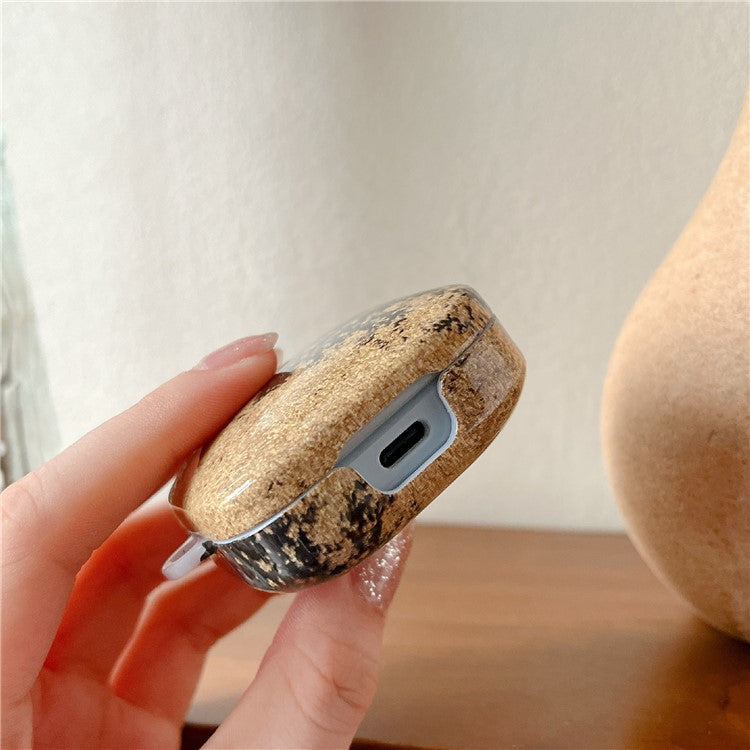 For Xiaomi Redmi Buds 6 Active Shockproof Case Marble Pattern Headset Hard PC Cover - Black / Gold